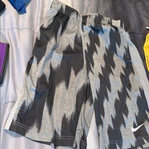 Grey and black Nike gym shorts